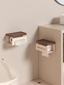 北美胡桃浴室纸巾盒厕所存储架打孔壁挂式 厕纸卷架