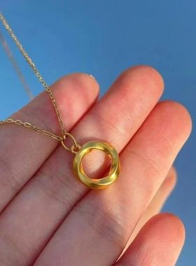 铜镀金小吊坠女莫比乌斯环挂坠纯金锁骨项链单独坠子新款现货批发