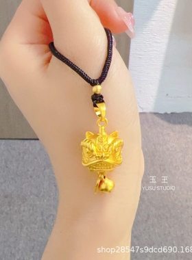 2024国潮醒狮沙金铃铛吊坠招财纳福编绳毛衣链男女同款