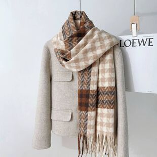 安克拉红围脖日韩秋冬季加厚保暖时尚流苏围巾女士氛围感气质围巾