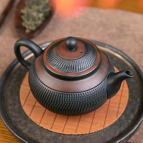 云南紫陶茶壶建水全手工跳刀笑樱家用办公紫砂壶功夫茶具套组高档