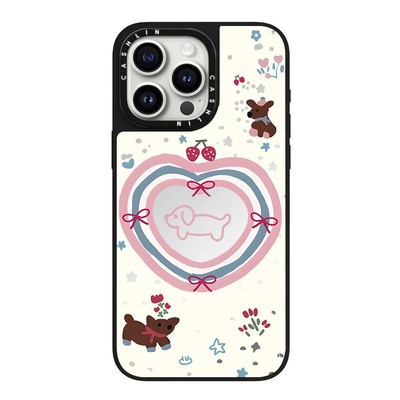 C家/爱心棕狗可爱补妆镜手机壳