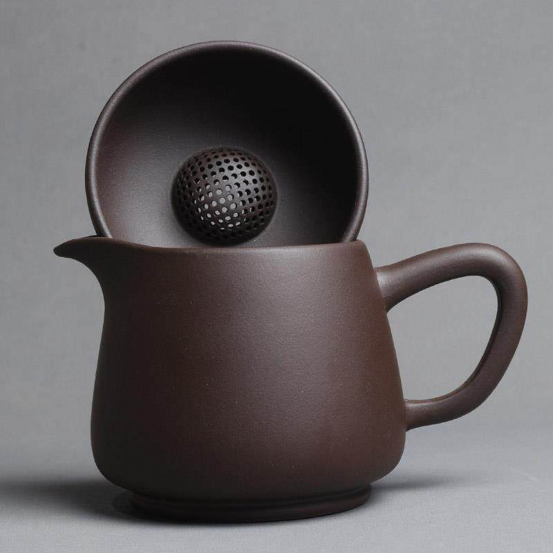 宜兴紫砂公道杯带滤茶器一体茶漏过滤网手工原矿紫泥茶海分茶器茶