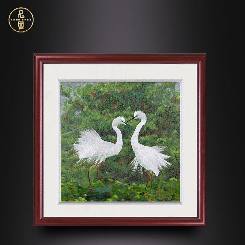 品粤广绣手工刺绣新中式玄关装饰画客厅卧室装饰画乔迁礼物定制图片