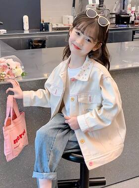女童牛仔外套春秋款2026新款洋气儿童春装夹克中大童宽松休闲上衣