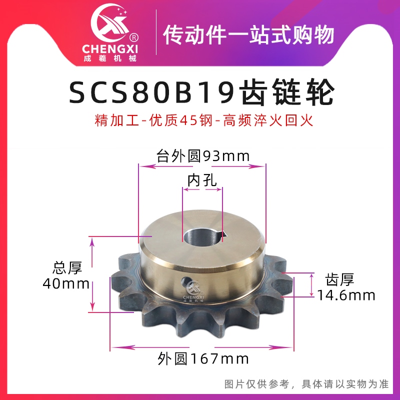 SCS高品质成型孔链轮8分 80B19齿 16A19T外径167精车内孔键槽顶丝