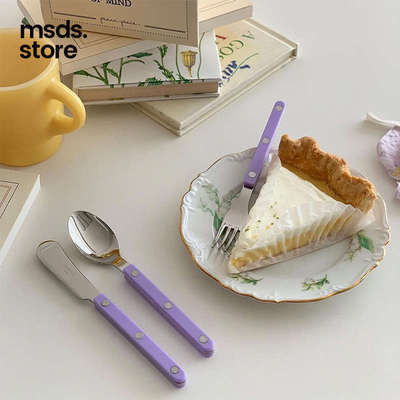 法国Sabre Paris小酒馆粉/黄/紫/花园绿/青柠绿不锈钢刀叉勺餐具