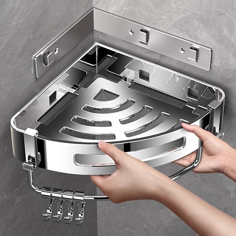 不锈钢免打孔壁挂可拆卸置物架