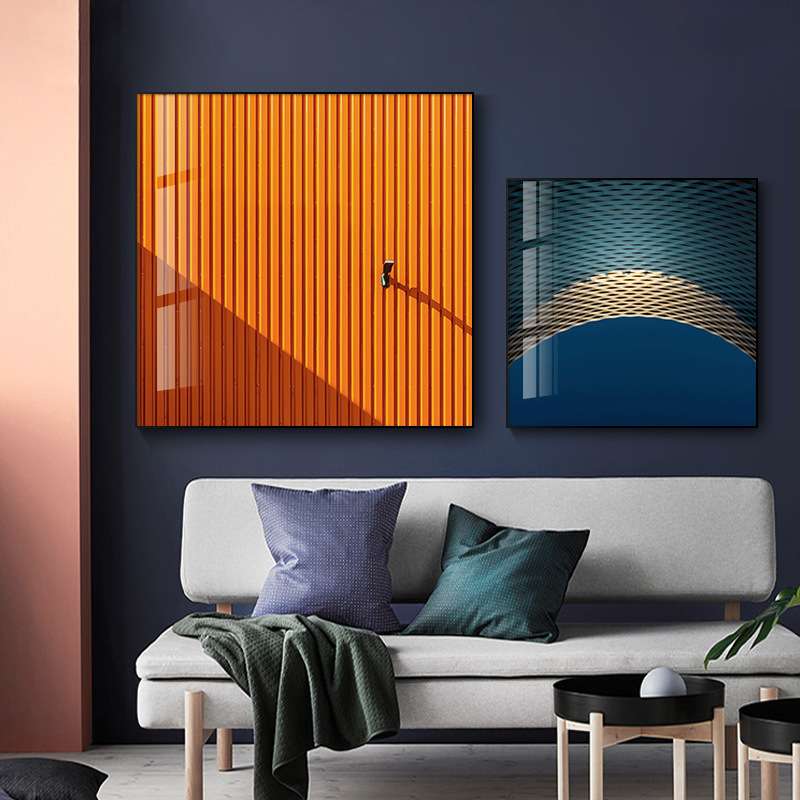 几何工业风客厅装饰画北欧玄关餐厅壁画建筑风景挂画沙发背景墙画图片