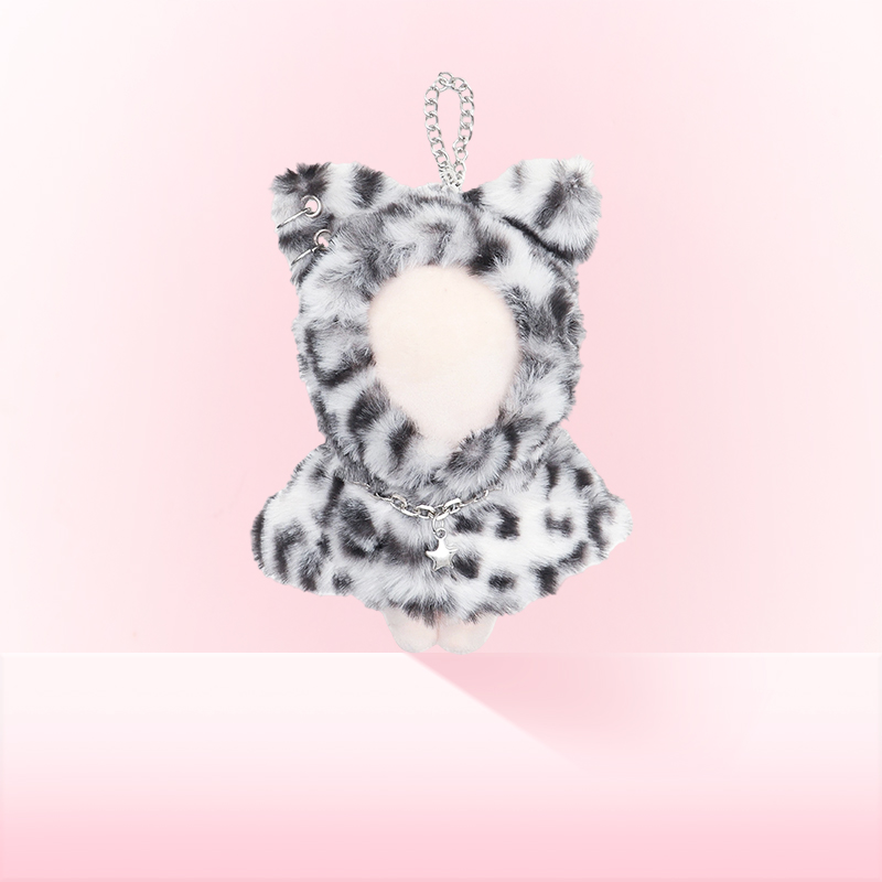 【新品】WEGO豹纹披肩娃衣15cm日系原创含帽毛绒可换装棉花娃娃