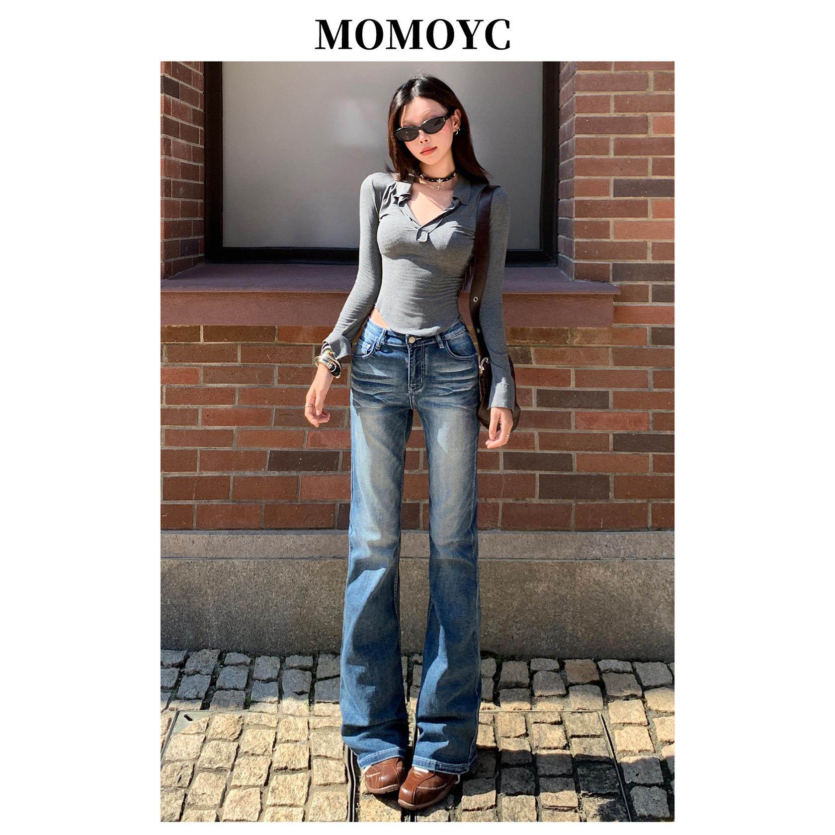 美式覆古低腰窄版直筒牛仔裤女2025秋季新款弹力修身显瘦拖地裤子,女装/女士精品,牛仔裤,淘宝优惠券,粉丝福利购,淘宝优惠卷