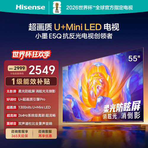 Hisense/海信 55E5Q E5Q 55英寸 超画质 264HzAI智能柔光防眩