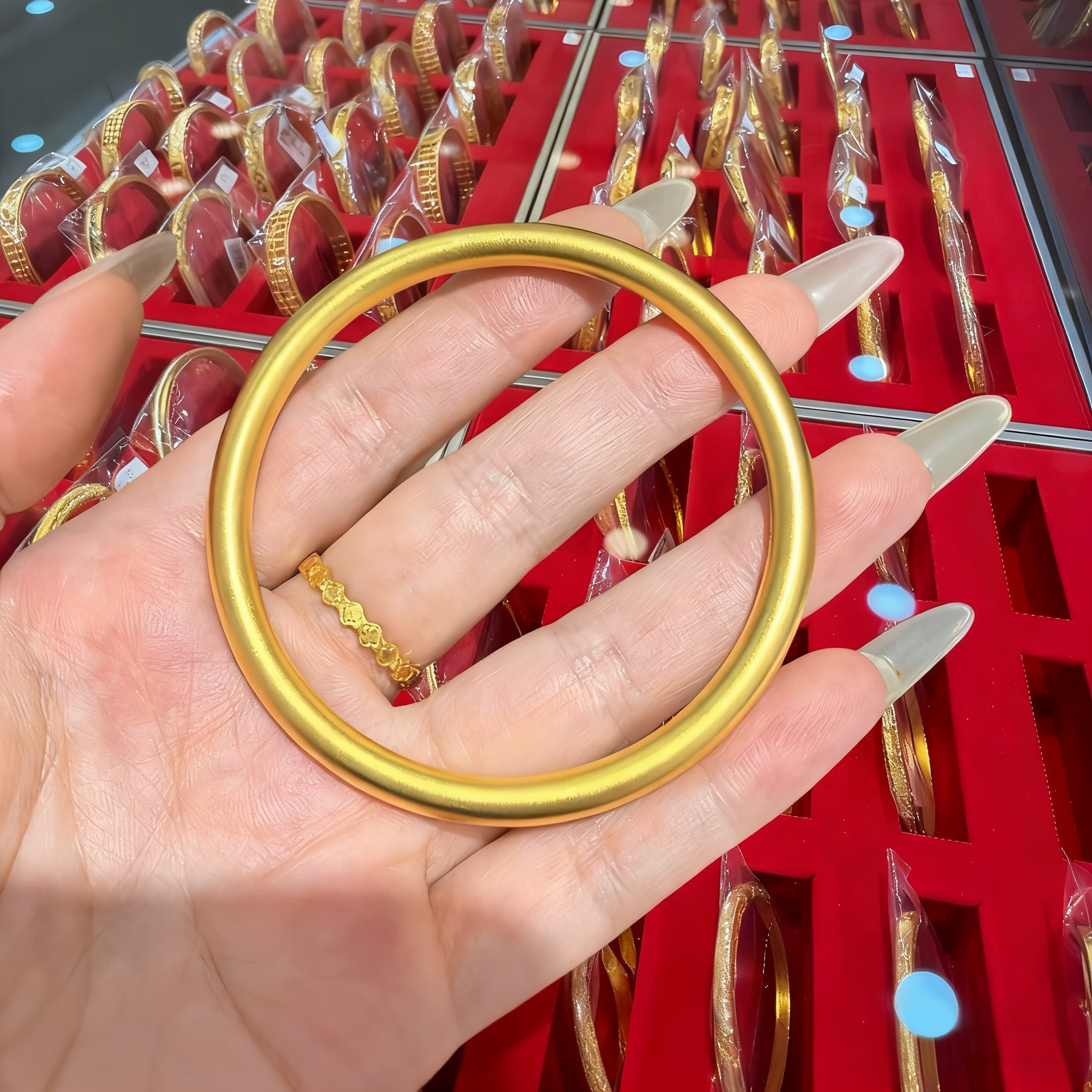古法金包银素圈手镯实心