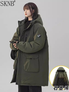 军大衣冬季加绒加厚男款2025新款连帽中长款工装羽绒棉服情侣外套