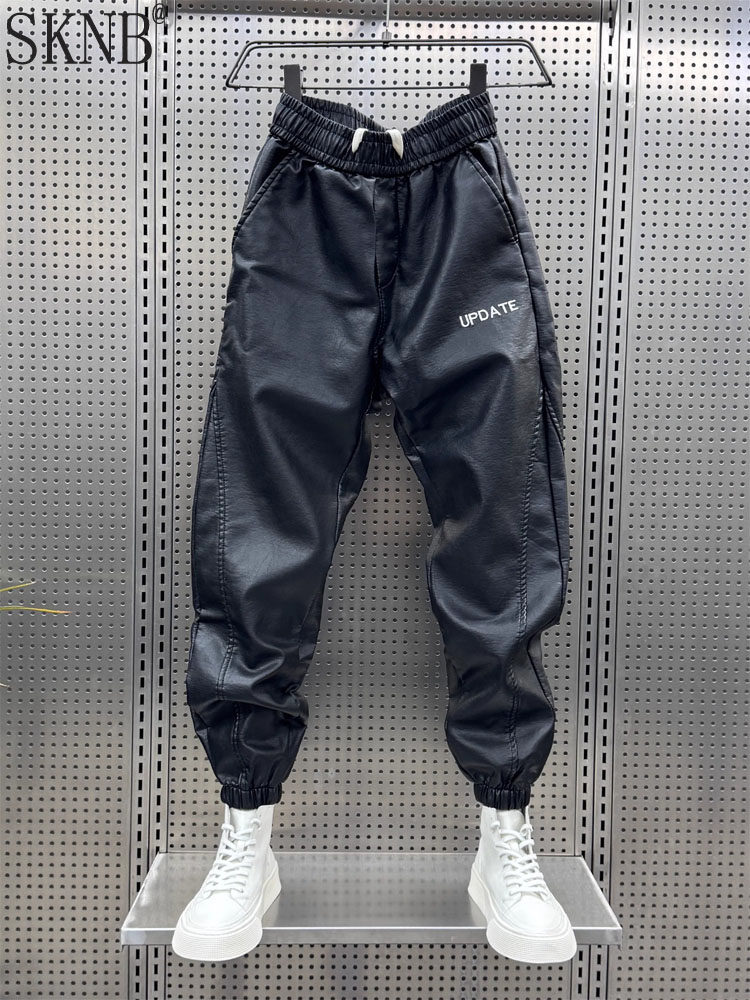 皮裤男款秋冬季新款外卖机车保暖防风裤百搭加绒束脚哈伦裤男士潮,男装,皮裤,淘宝优惠券,粉丝福利购,淘宝优惠卷