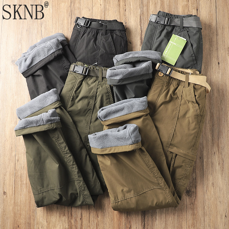 高端工装男款加绒软壳裤冬季加绒加厚抗寒保暖男裤直筒冲锋裤男士