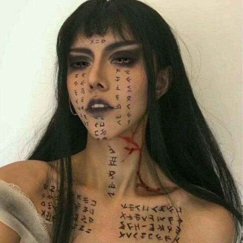 恐怖万圣节脸部日文咒怨符号木乃伊COSplay道具男女纹身贴暗黑系
