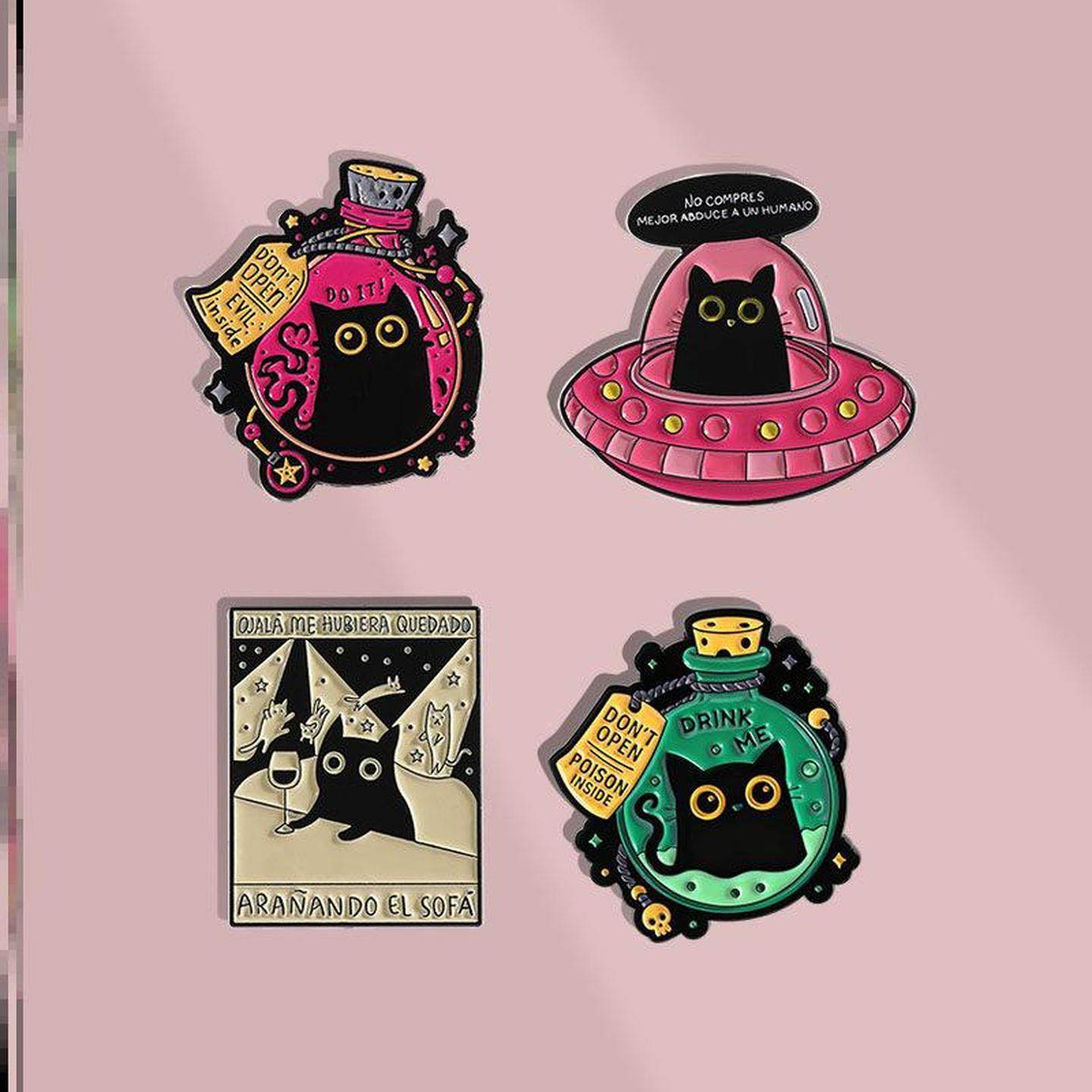 创意魔法罐猫咪胸针卡通个性黑色小猫胸章金属徽章男女背包配饰,节庆用品/礼品,文化创意邮册/出版物/徽章,淘宝优惠券,粉丝福利购,淘宝优惠卷