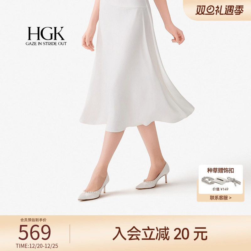 HGK永结同心 25珍珠红色婚鞋秀禾婚纱两穿新娘鞋高跟鞋女WTH02CQ5