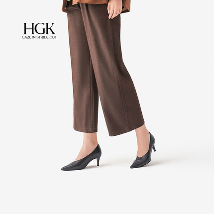 HGK未来缪斯  黑色尖头气质不累脚通勤软皮高跟鞋轻奢高级感单鞋