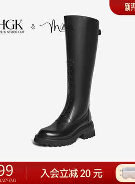 HGK莫扎特 2025新款增高厚底长筒靴高筒瘦瘦靴骑士靴女冬LPB49DG5