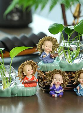 创意小和尚陶瓷花瓶插花花器客厅办公室装饰桌面摆件2025新款和尚