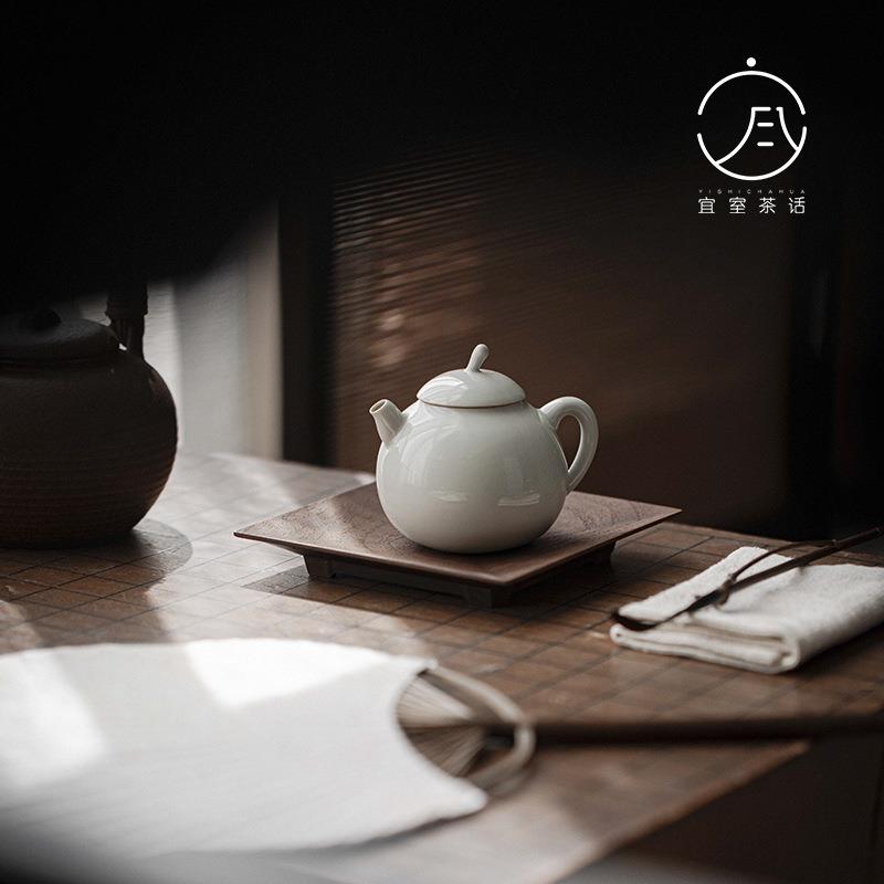 宜室茶话 原土色古青手工梨壶 功夫茶具小号陶瓷泡茶壶单壶带过滤