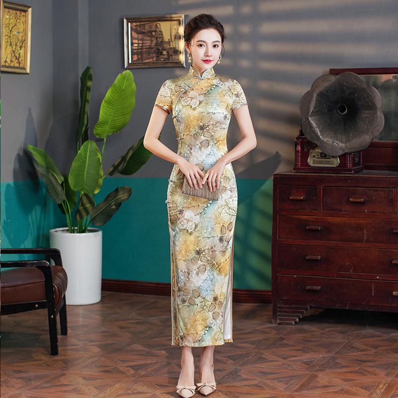2025年新款真丝旗袍桑蚕丝复古夏季长款女改良日常年轻款高端气质
