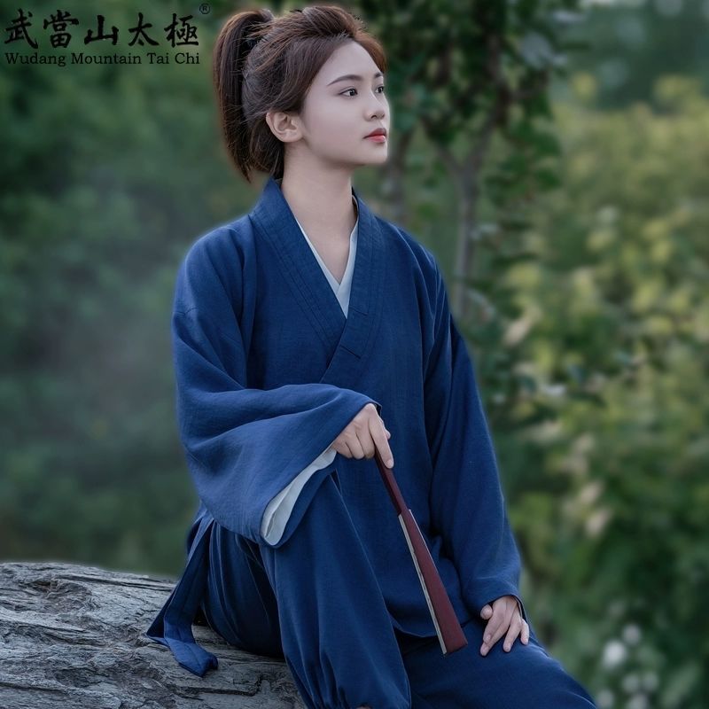 道袍异人之下男女三清领练功服中式三清领斜襟长袍太极拳