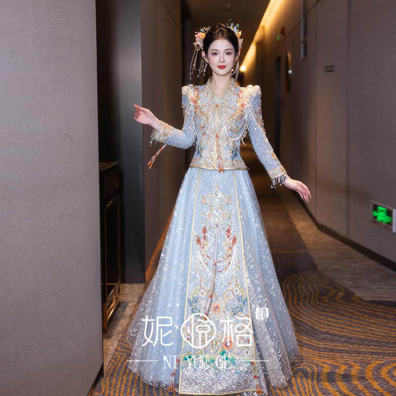秀禾服新娘中式婚服高端重工奢华大气龙凤褂嫁衣凤冠霞帔出阁礼服