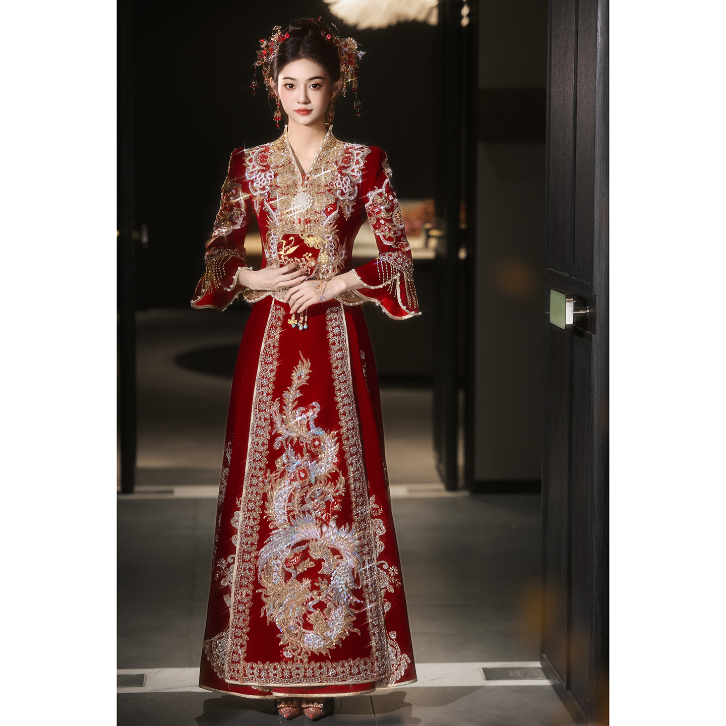 秀禾服高级感显瘦大码V领