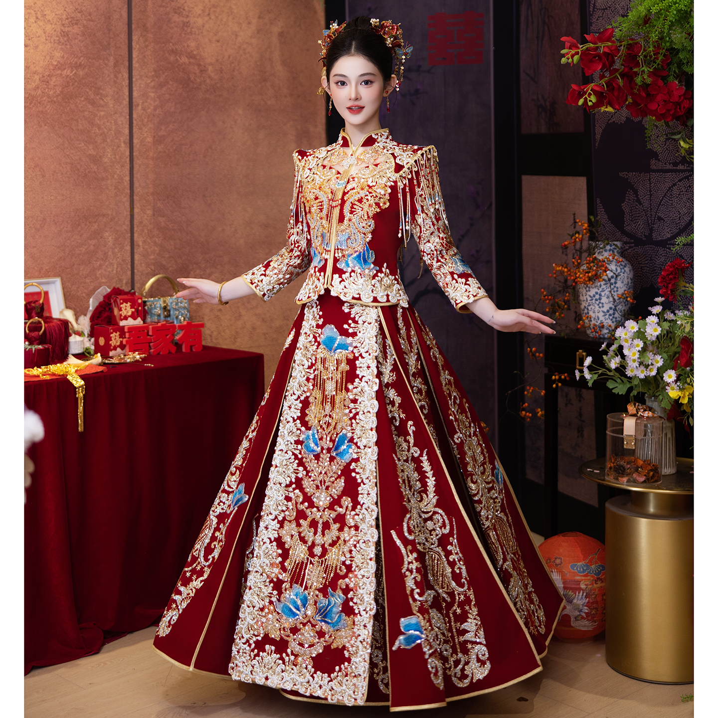 流珠锦秀禾服新娘出阁嫁衣龙凤褂