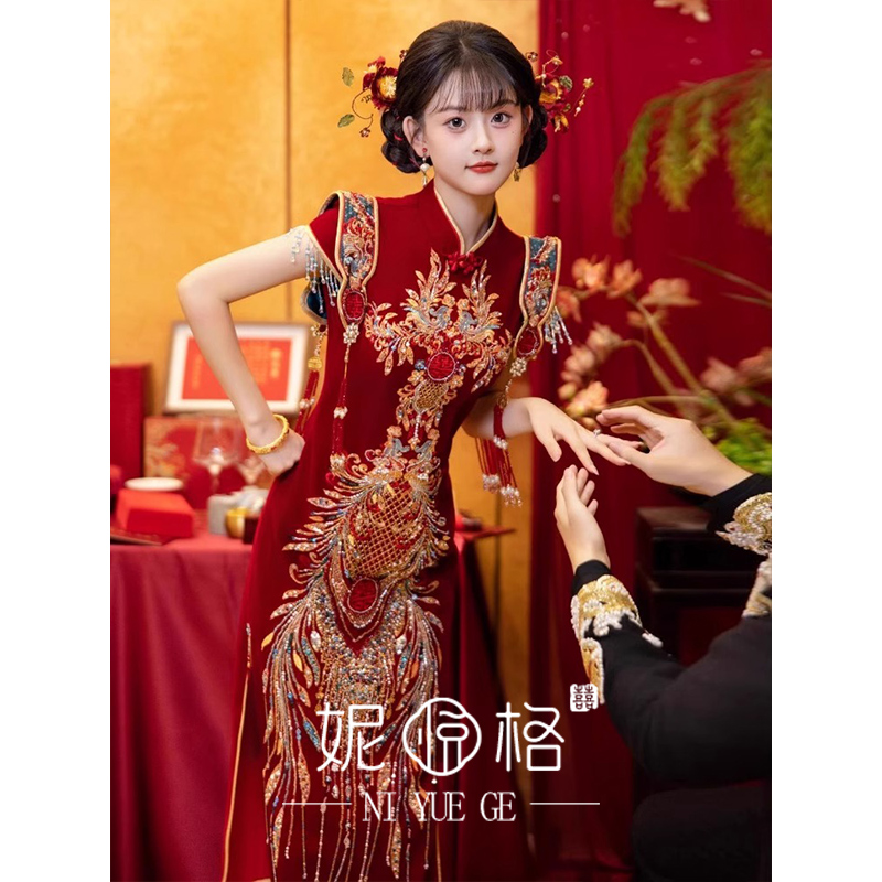 旗袍秀禾服结婚敬酒服2025新款高级感新娘出阁嫁衣小个子订婚礼裙