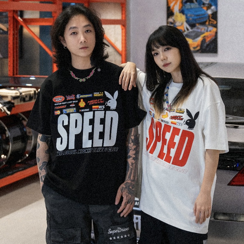 wildsoul夏季美式重磅300G【原创SPEED】印花短袖T恤纯棉休闲圆领