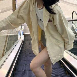日系软妹卫衣女秋冬宽松加绒加厚连帽拉链开衫外套jk少女装上衣服