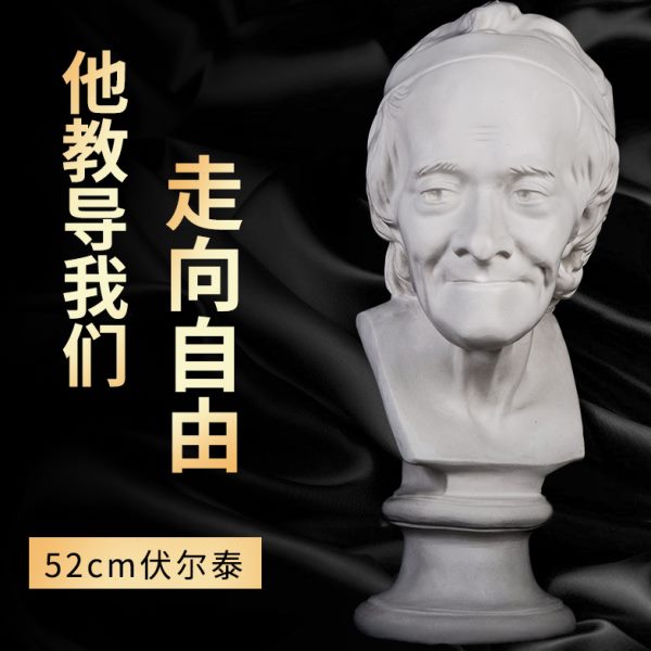 伏尔泰石膏头像52cm美术生素描写生专用教具静物素描雕塑雕像模型