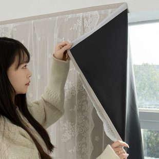 帘出租魔术贴全遮光窗卧室飘窗免打孔安装 粘贴式 屋小遮挡清仓窗户