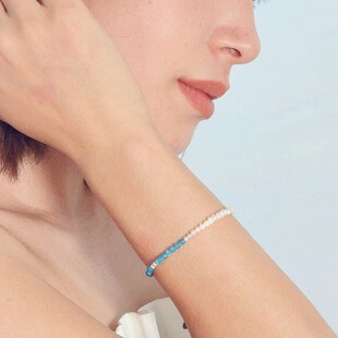 里晤S925纯银绿松石珍珠手链新中式手串显白节日送女友送生日礼物