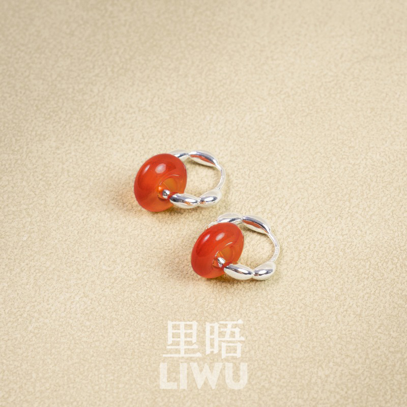 里晤S925纯银玛瑙耳环新中式显白送女友送闺蜜送妈妈礼物中秋节