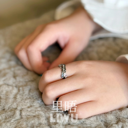 S925纯银不规则褶皱戒指开口