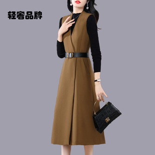 朗姿约定长袖高档连衣裙女2026新款春秋气质轻奢高级时尚两件套装