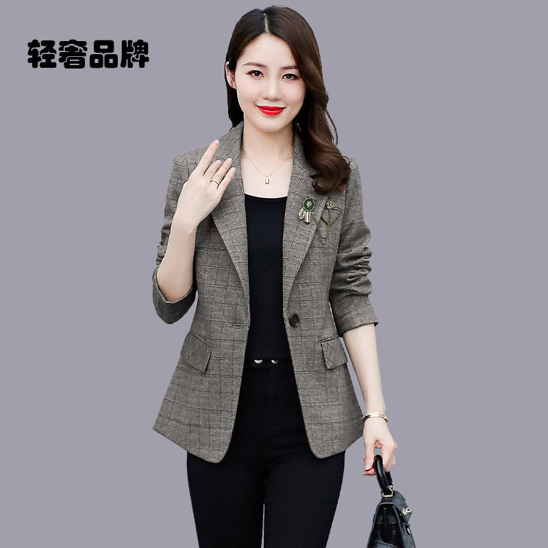 格子小西装外套女2025新款爆款春秋装小香风女士西服上衣春季流行