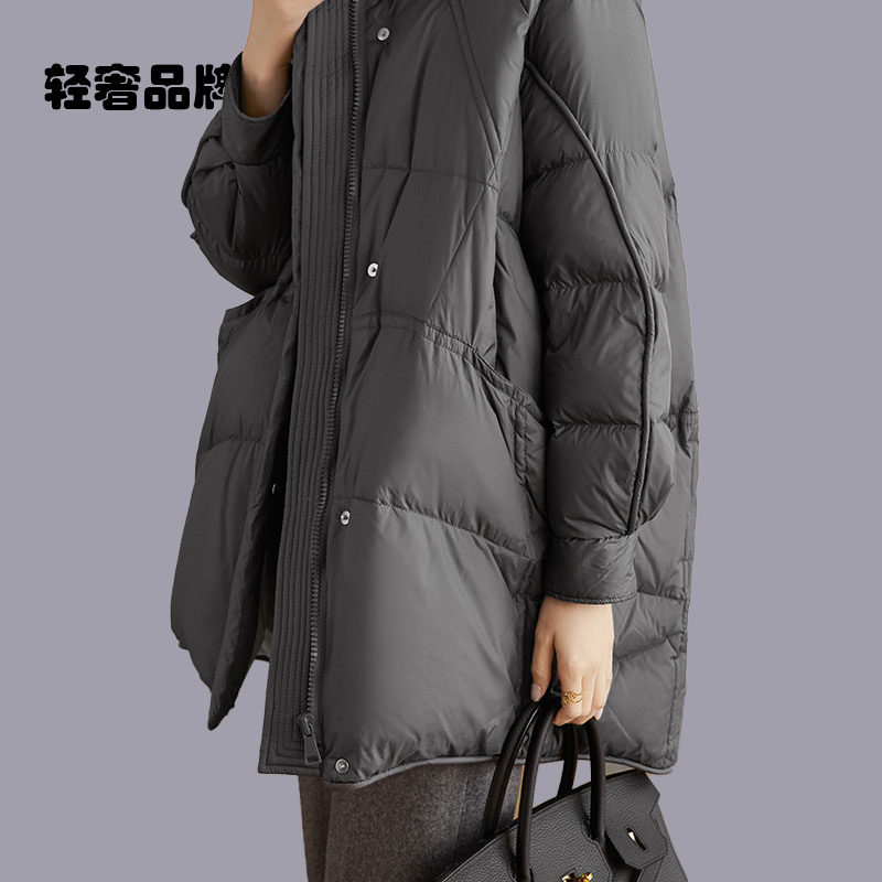 朗姿约定中长款白鸭绒羽绒服女冬季2026新款洋气宽松大码保暖外套