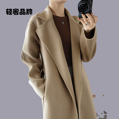 朗姿约定2024双面羊绒大衣女秋冬新款中长款羊毛大衣女毛呢外套女