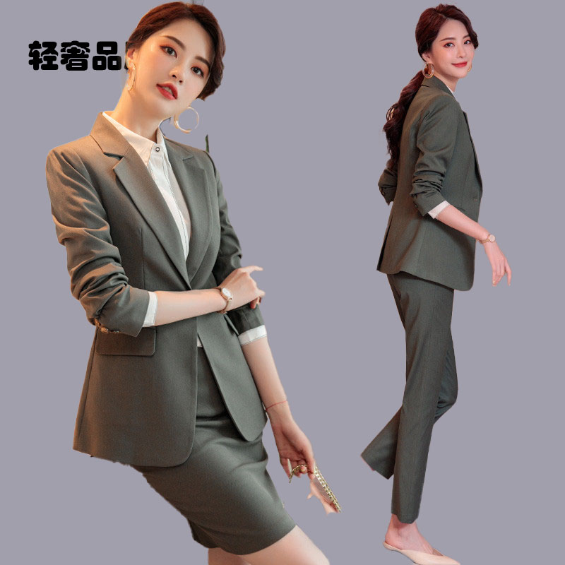 西装职业套装女春秋气质售楼部周大福前台接待西服工作服正装工装