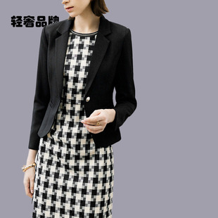 朗姿约定西装外套女士2026新款早春收腰显瘦职业装高级感黑色正装