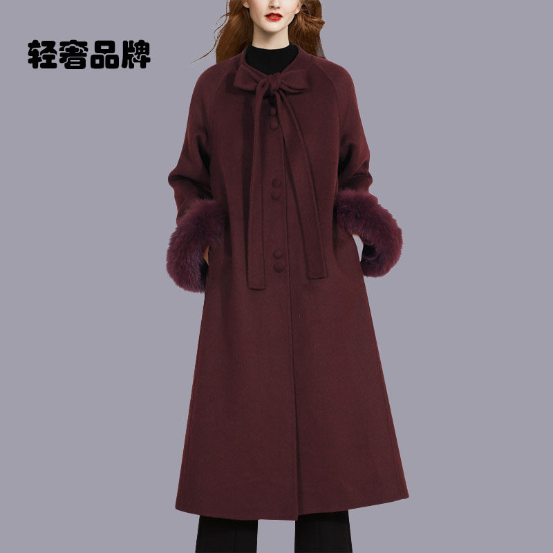朗姿约定贵夫人气质羊毛呢外套2026冬季新款双面呢大衣中长款
