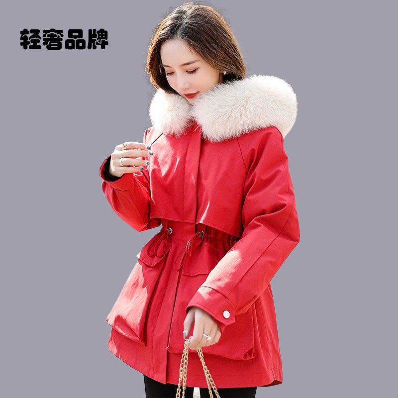 朗姿约定工装羽绒服女中长款2026冬季新款休闲可拆卸内胆派克服