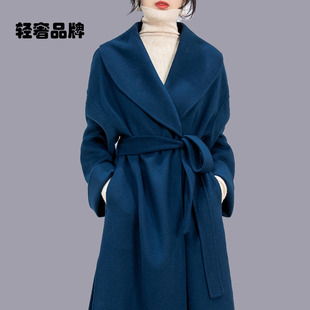 朗姿约定赫本风高级感双面羊绒羊毛呢大衣女收腰系带气质毛呢外套