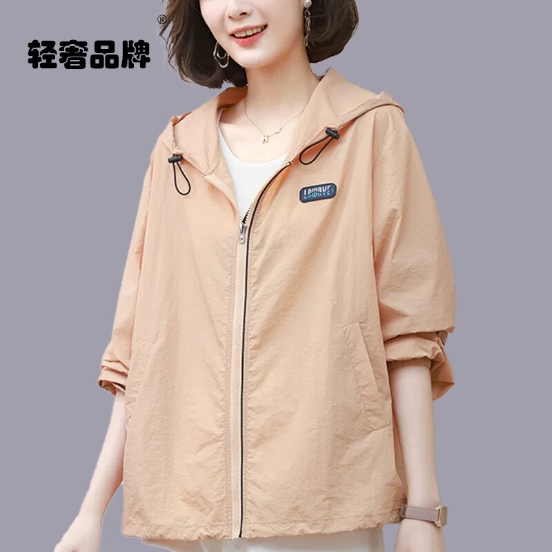 时尚防晒衣女款夏季薄款外套2026新款大码宽松妈妈户外休闲防晒服图片